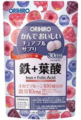 Orihiro Жевательные витамины железо и фолиевая кислота