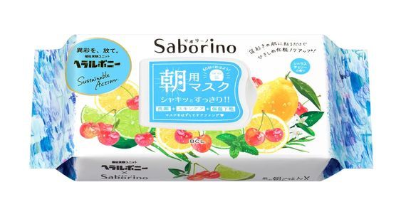 Saborino Тонизирующая утренняя экспресс маска Alarm Sheet Morning Face Mask Citrus Cherry Scent 28 шт 189749 JapanTrading