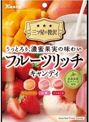 Kanro конфеты леденцы со вкусом клубники, белого персика, манго