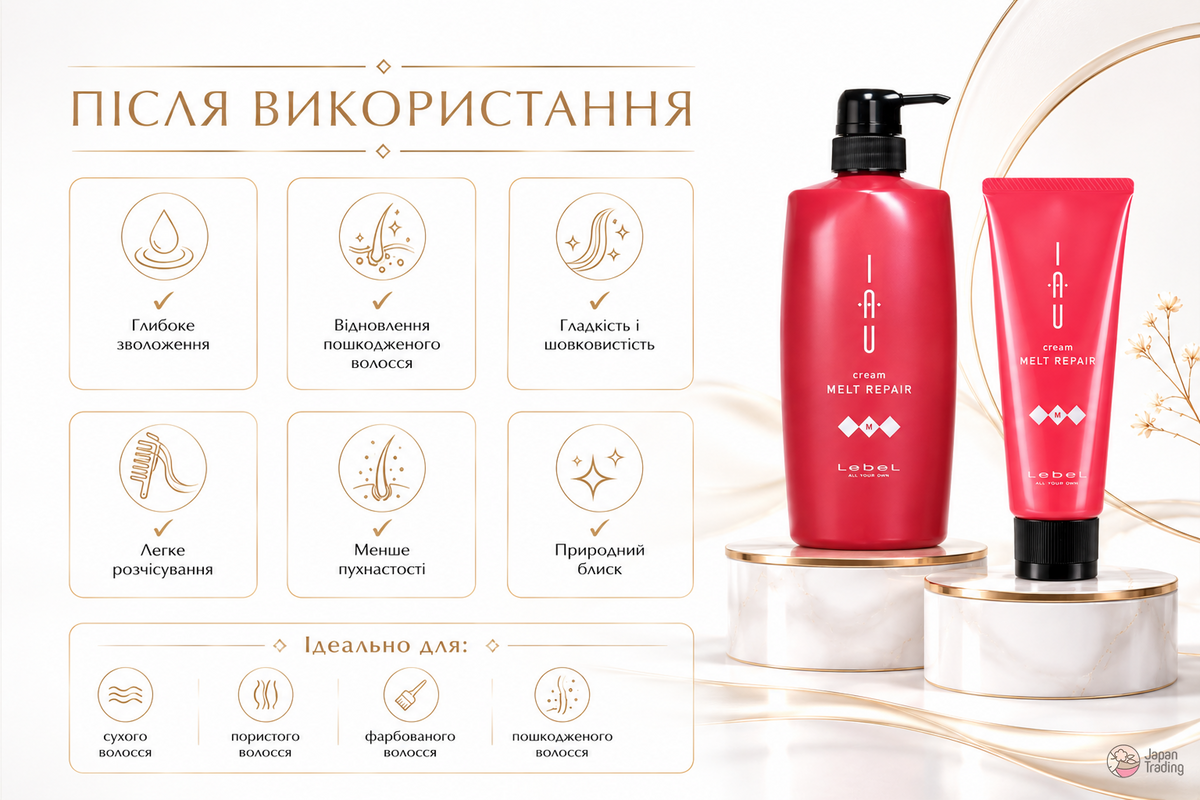 Lebel Аромакрем з таючою текстурою для зволоження волосся IAU Infinity Aurum Melt Repair - JapanTrading