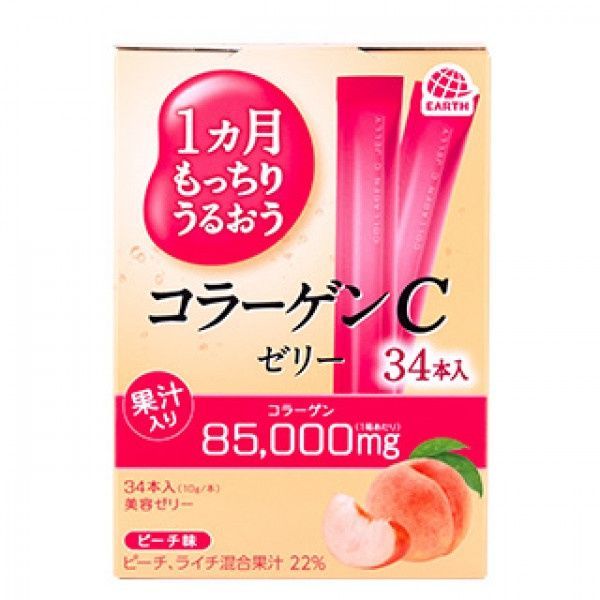 Earth Японський питний колаген у формі желе зі смаком персика Collagen C Jelly Peach - JapanTrading