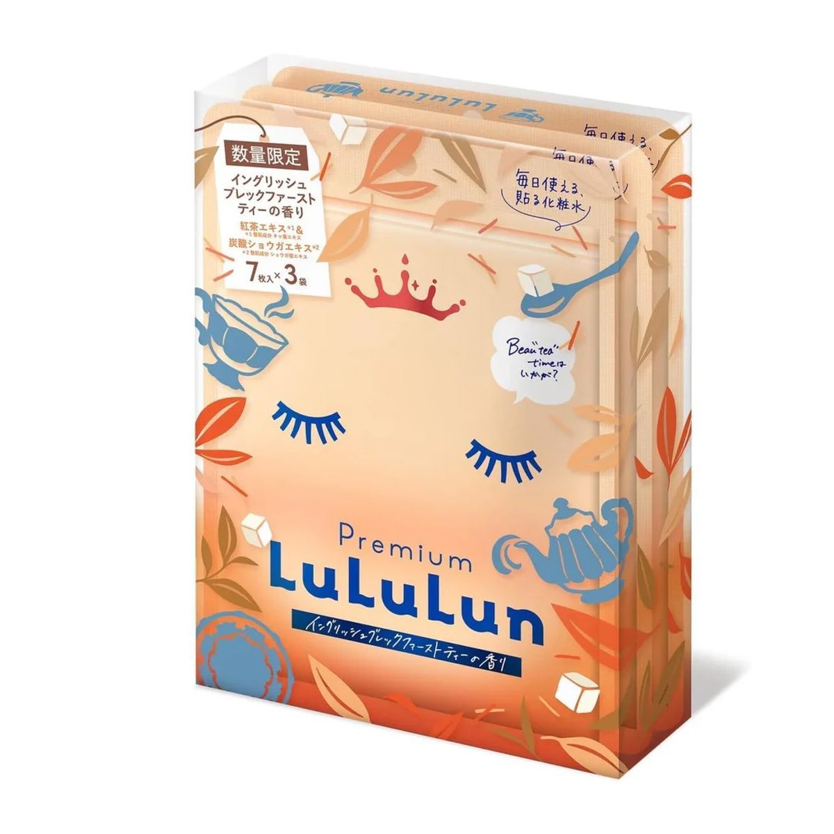 LuLuLun Японська тканинна маска для інтенсивного зволоження та відновлення Premium Tea Scent English Breakfast Tea (7 шт) - JapanTrading