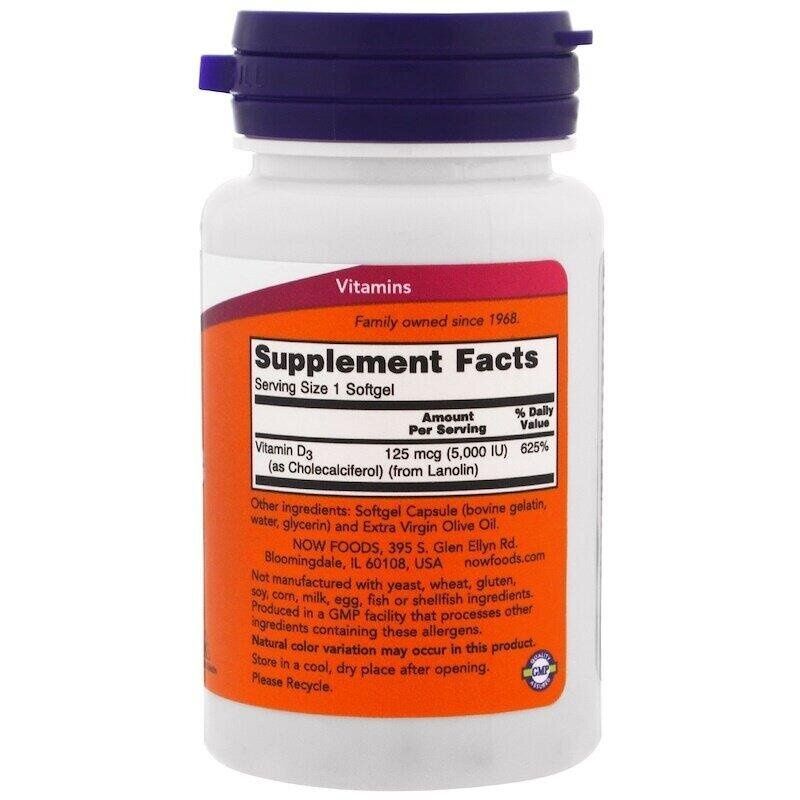 Now Foods Vitamin D 3 витамин
