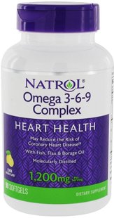 Natrol Комплекс Омега 3-6-9 Complex 3-6-9 Omega 1200 мг 90 шт на 45 днів 009984 JapanTrading