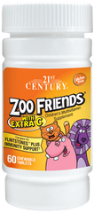 21st Century Жевательный мультивитамин для детей Zoo Friends wiht Extra C 60 шт на 30 дней 273135 JapanTrading