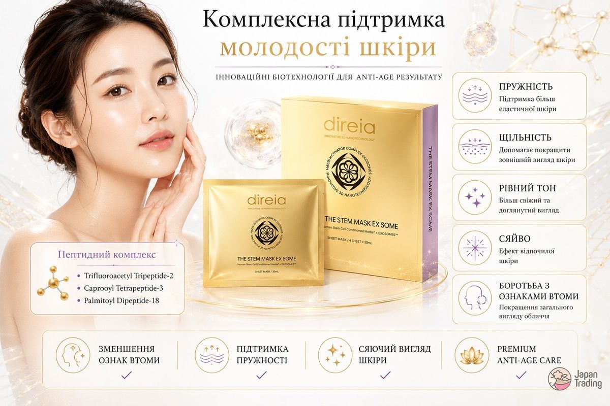 Direia Ревіталізуюча тканинна маска з екзосомами Direia The Stem Mask EX Some 1 шт - JapanTrading