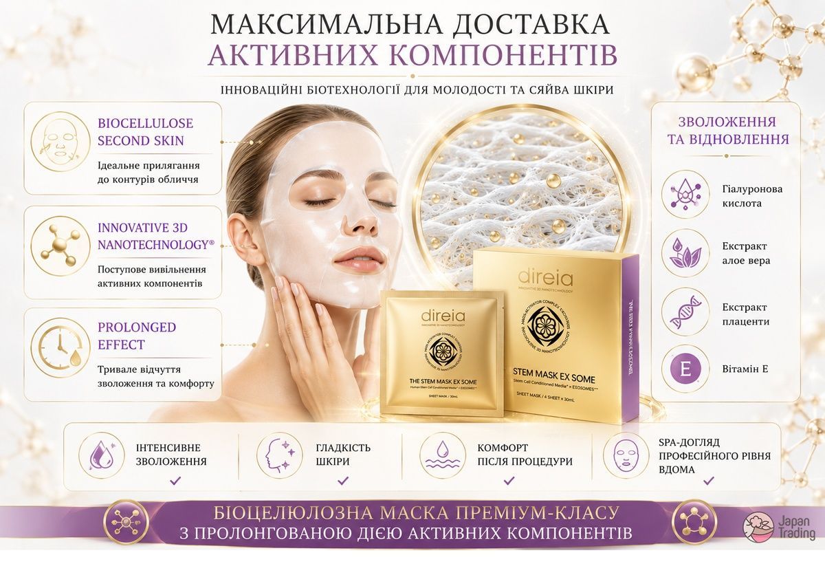 Direia Ревіталізуюча тканинна маска з екзосомами Direia The Stem Mask EX Some 1 шт - JapanTrading