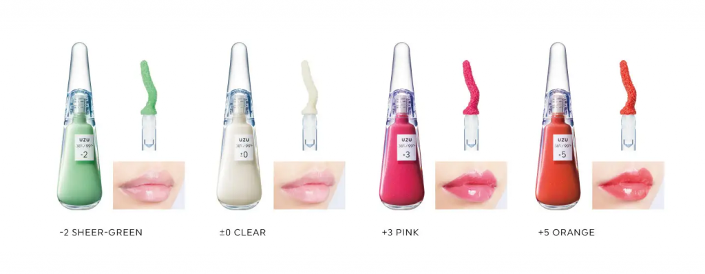 UZU BY FLOWFUSHI Набор из 4 средств для губ "Сумочка счастья" HAPPY BAG GREEN edition Lip Treatment collection 4 шт. - JapanTrading