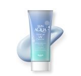 Skin AQUA Солнцезащитный жемчужный крем с функцией осветления кожи Rohto Tone Up UV Essence Blue SPF 50+ PA ++++ (80 г) - JapanTrading