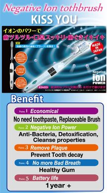 Hukuba Dental Іонна зубна щітка KISS YOU Ion Toothbrush Regular (1 шт) 143308 JapanTrading