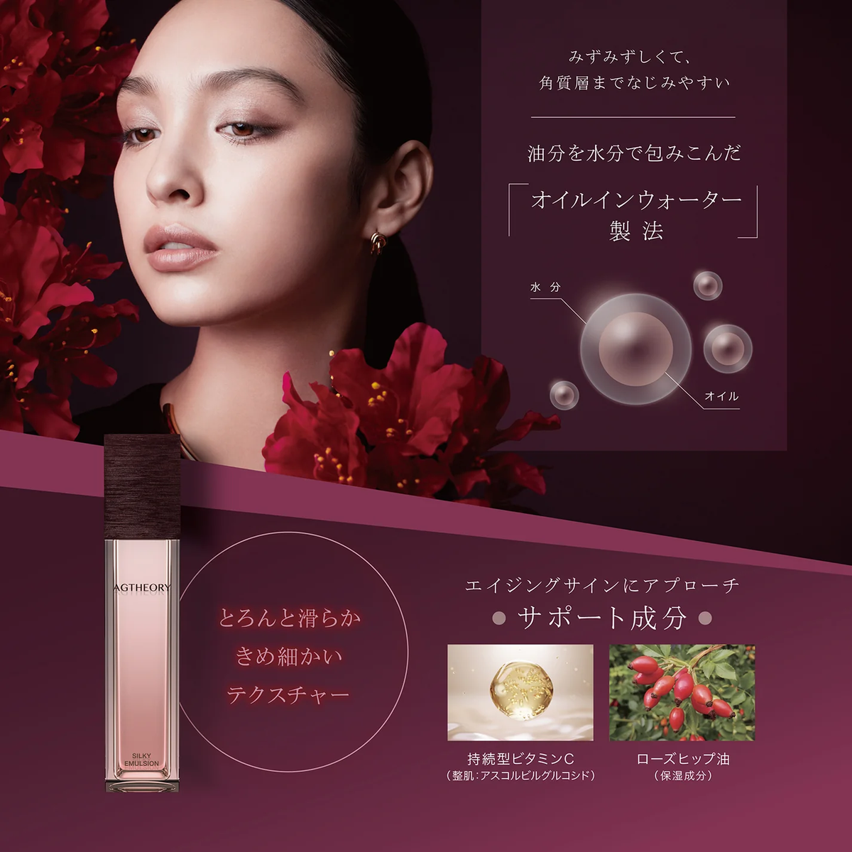 AXXZIA Емульсія для глибокого зволоження шкіри обличчя AGTHEORY Silky Emulsion, 55 мл - JapanTrading