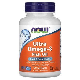 Now Foods Ультра Омега 3, риб'ячий жир 1000 мг, 500 EPA, 250 DHA (90 шт на 45-90 днів) - JapanTrading