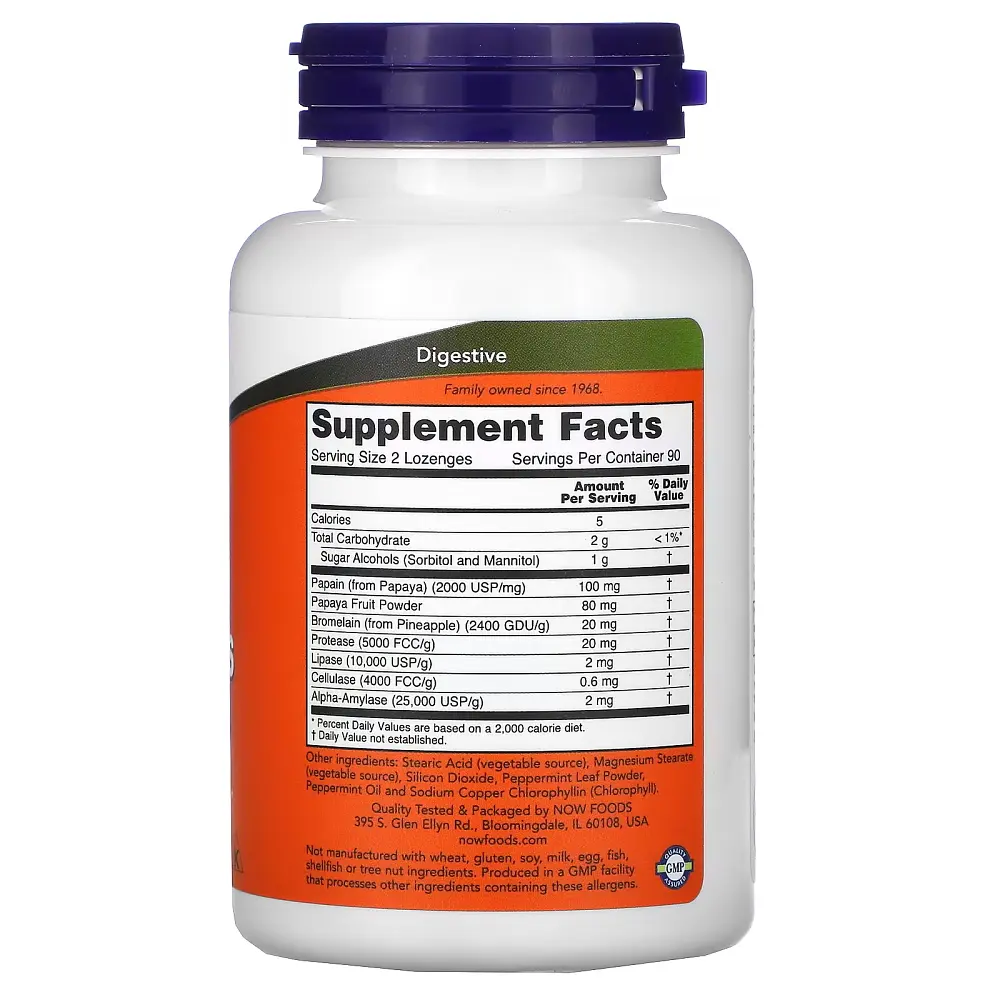 Now Foods Травні ферменти папаї Papaya Enzymes 180 шт  - JapanTrading