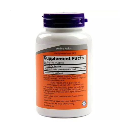 Now Foods L-лізин L-Lysin 500 мг, 100 капсул - JapanTrading