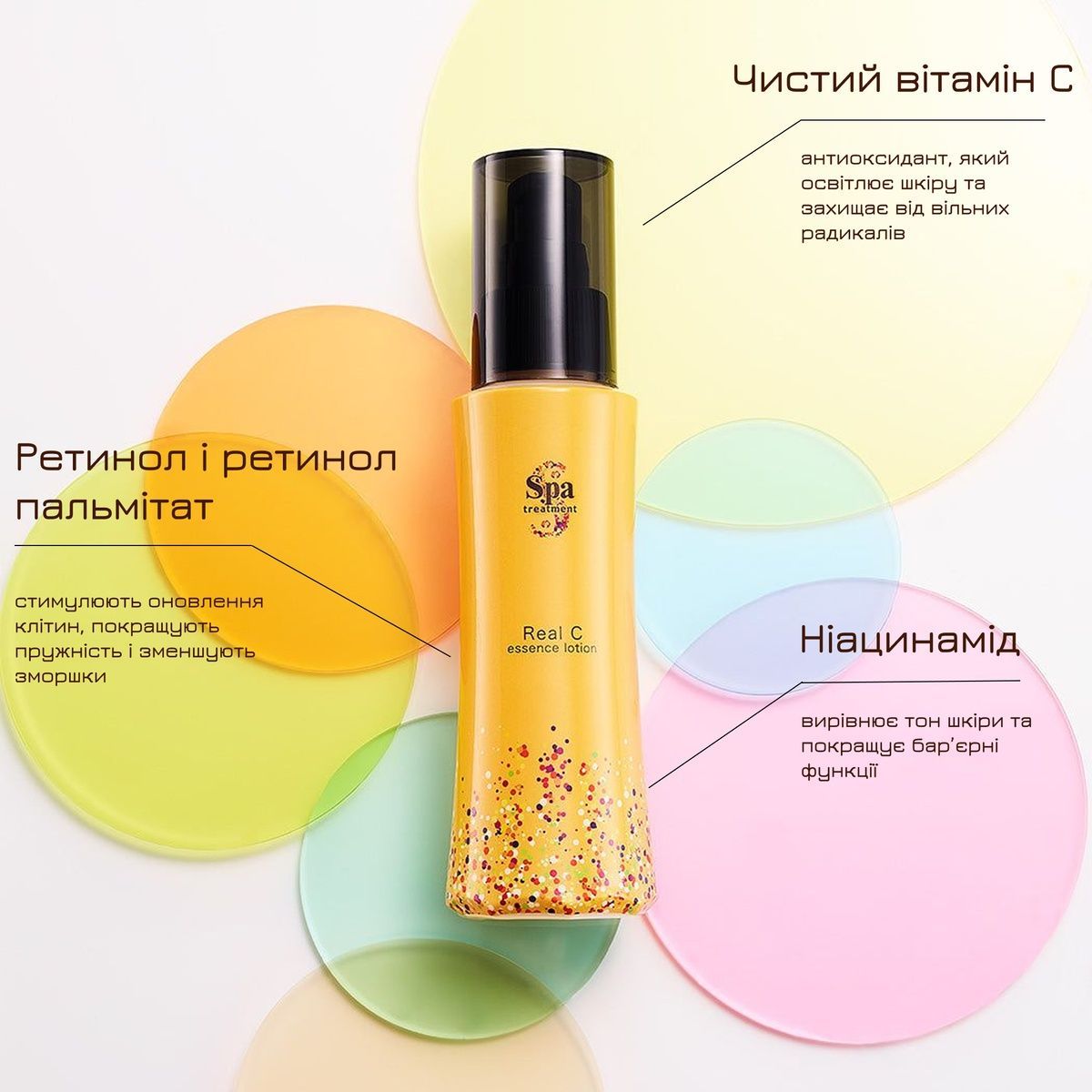SPA TREATMENT Лосьон для лица с чистым витамином С, ниацинамидом и ретинолом Real C-essence Lotion 100 мл - JapanTrading