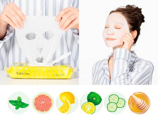 Saborino Экспресс маска для лица тканевая увлажняющая "Успевай за 60 секунд" Wake up Refreshing Mask (7 шт) 190219 JapanTrading