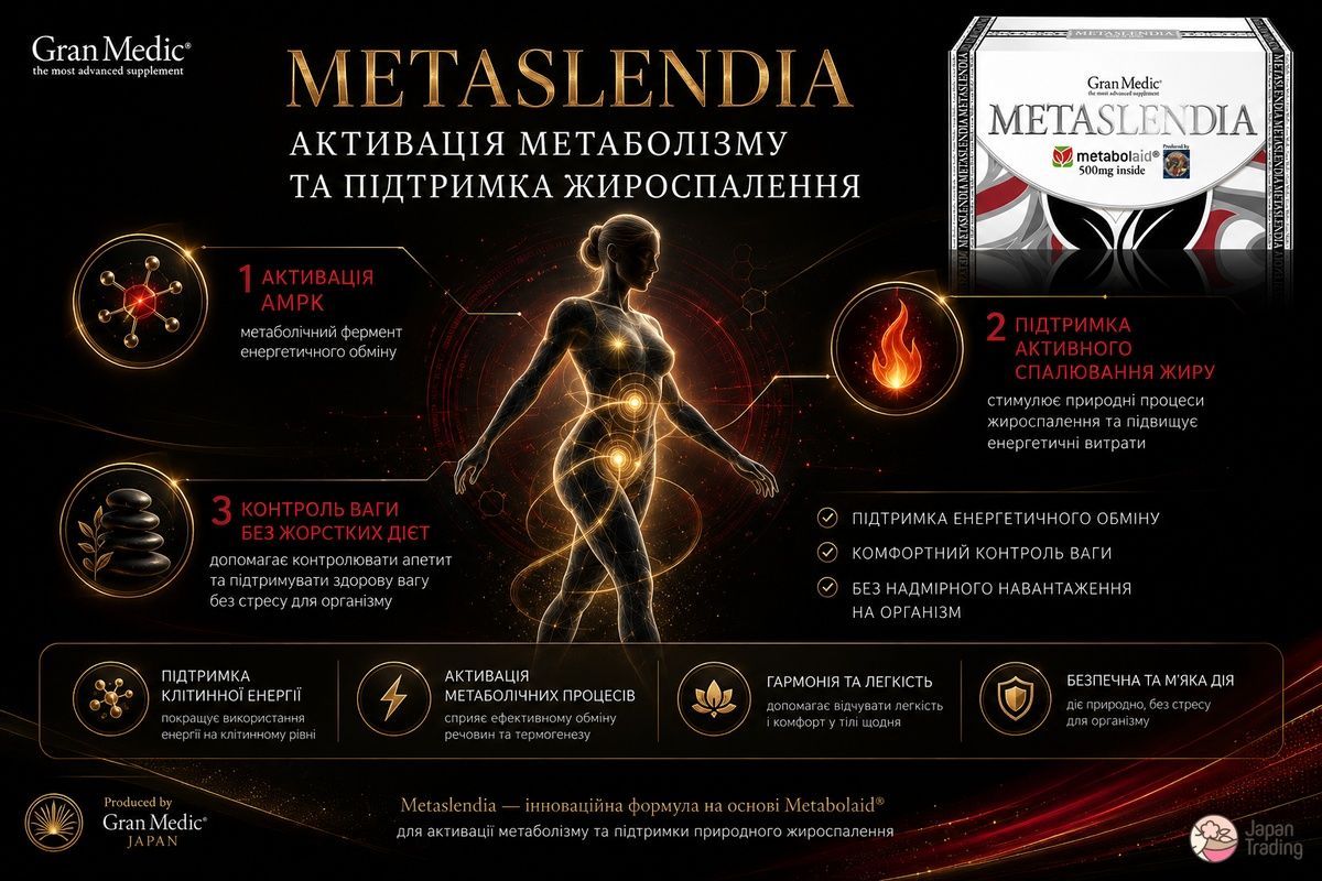 Esthe Pro Labo Gran Medic Харчова добавка для корекції фігури, швидкий метаболізм без дієти METASLENDIA (60 шт на 30 днів) - JapanTrading