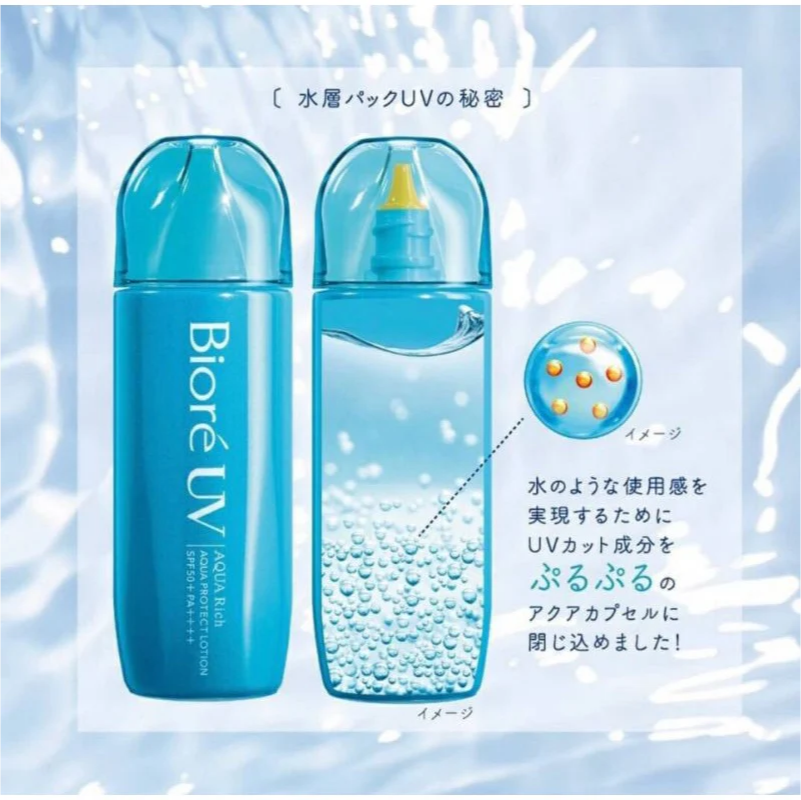 Kao Biore UV Сонцезахисна есенція Aqua Rich Aqua SPF50+ PA++++ Protect Lotion 70 мл - JapanTrading
