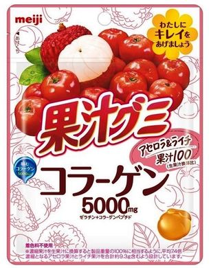 Meiji Конфеты жевательные с коллагеном, ацеролой и личи Collagen Acerola & lychee (68 г)  087115 JapanTrading