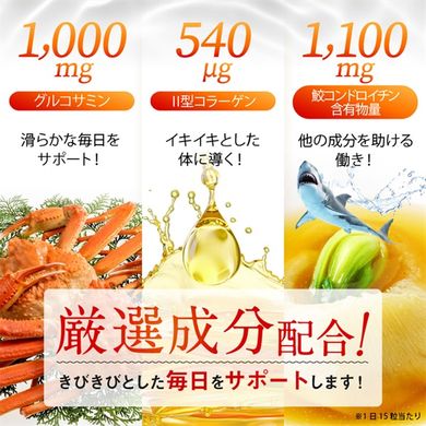 Fine Japan Хондроитин и глюкозамин для здоровья костей и суставов Chondroitin & Glucosamine 1500 шт на 100 дней 007338 JapanTrading