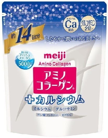 Meiji Коллаген с кальцием и глюкозамином Amino Collagen Plus Calcium 98 г на 14 дней - JapanTrading