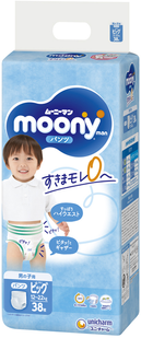 Moony Подгузники-трусики для мальчиков Unicharm - JapanTrading