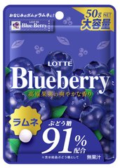 Lotte Жевательные таблетки со вкусом черники Blueberry Ramune Candy (50 г) 214136 JapanTrading