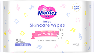 Merries Вологі серветки для делікатного очищення шкіри малюка Skincare Wipes Baby 54 шт 239976 JapanTrading