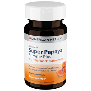 American Health Жувальний фермент папаї, протеаза та бромелаїну Super Chewable Papaya Enzyme Plus 90 шт на 30 днів 502030 JapanTrading