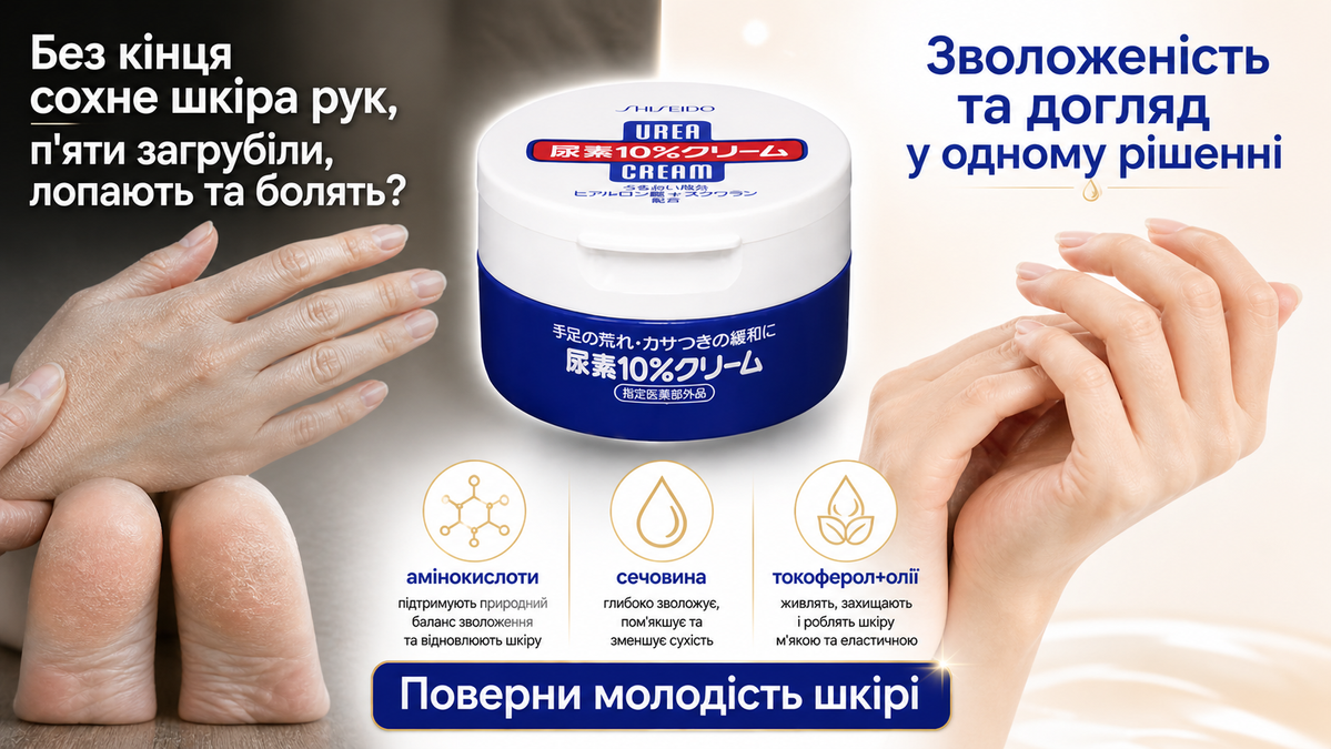 Shiseido Крем для рук и ног универсальный с мочевиной и аминокислотами Urea Cream 10% (60 г) - JapanTrading