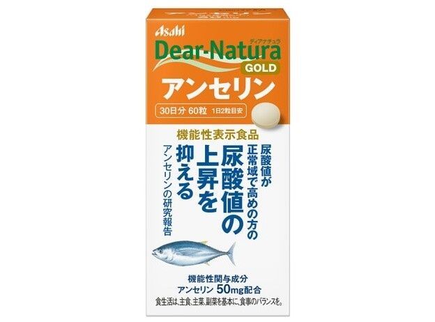 Asahi Dear Natura Ансерин для зменшення рівня сечової кислоти, проти подагри Gold Anserine 60 шт на 30 днів - JapanTrading