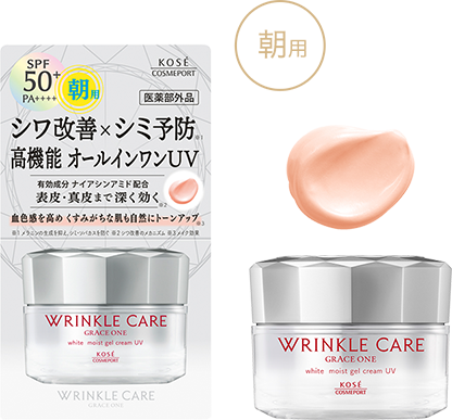 Wrinkle Care Увлажняющий гель-крем от морщин с UV защитой SPF50+ PA++++ KOSE Cosmeport Grace One White 60 г - JapanTrading
