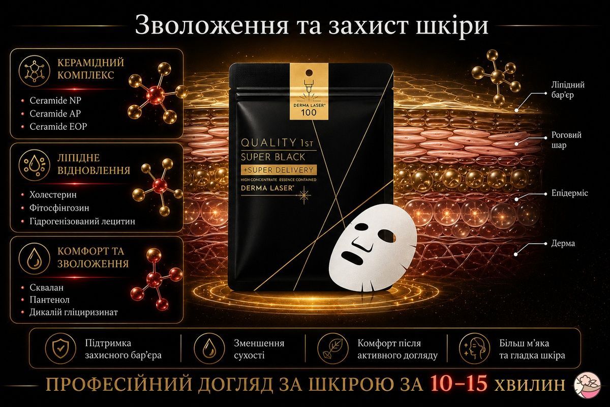 Quality 1st Осветительная anti-age маска с комплексом 5 форм витамина С, ретинолом и керамидами для сияния, ровного тона и упругости кожи SUPER BLACK VC100 (7 шт) - JapanTrading