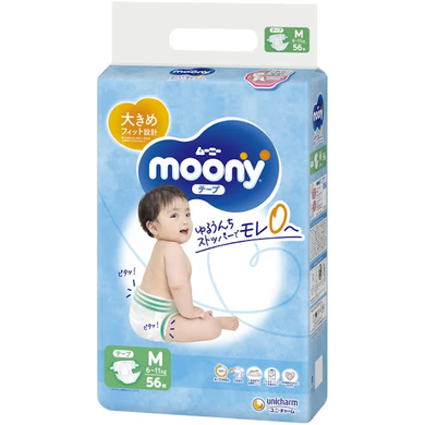 Moony Подгузники детские Unicharm M 6-11 кг (56 шт) 141937 JapanTrading