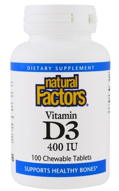 Natural Factors Детский Витамин Д3 - Vitamin D3 100 шт на 100 дней 010595 JapanTrading