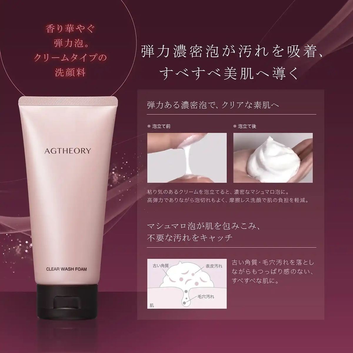 AXXZIA Пена для бережной очистки кожи лица AGTHEORY CLEAR WASH FOAM - JapanTrading