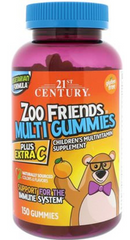21st Century Мультивитамины для детей Zoo Friends Multi Gummies Plus Extra C 150 шт на 75 дней