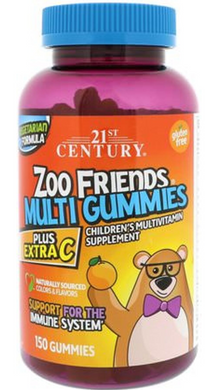 21st Century Мультивитамины для детей Zoo Friends Multi Gummies Plus Extra C 150 шт на 75 дней 276853 JapanTrading