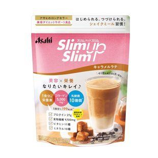 Asahi Slim Up Диетический коктейль со вкусом сладко-горькой карамели латте (360 г) - JapanTrading