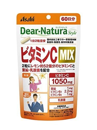 ASAHI Dear-Natura Сбалансированная добавка с витамином С, цинком, витаминами В Vitamin C MIX (120 шт на 60 дней) - JapanTrading