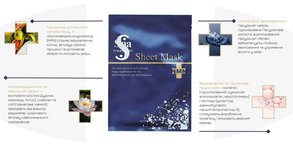 Spa Treatment Тканевая маска для лица с пептидами и NMN Sheet Mask - JapanTrading